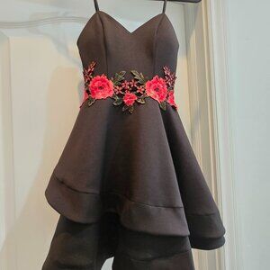 B. Smart skater skirt dress with embroidery embelishments